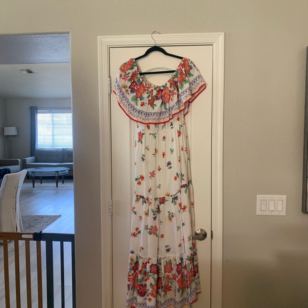 Blu Pepper Red and White Ruffled Tiered Maxi Sundress